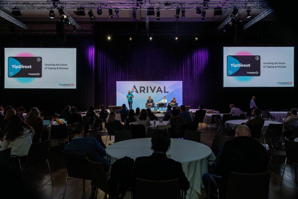 Image: TripAdmit CEO John Maguire presents his company’s TipDirect product at the Arival Experiences Innovation Showcase.