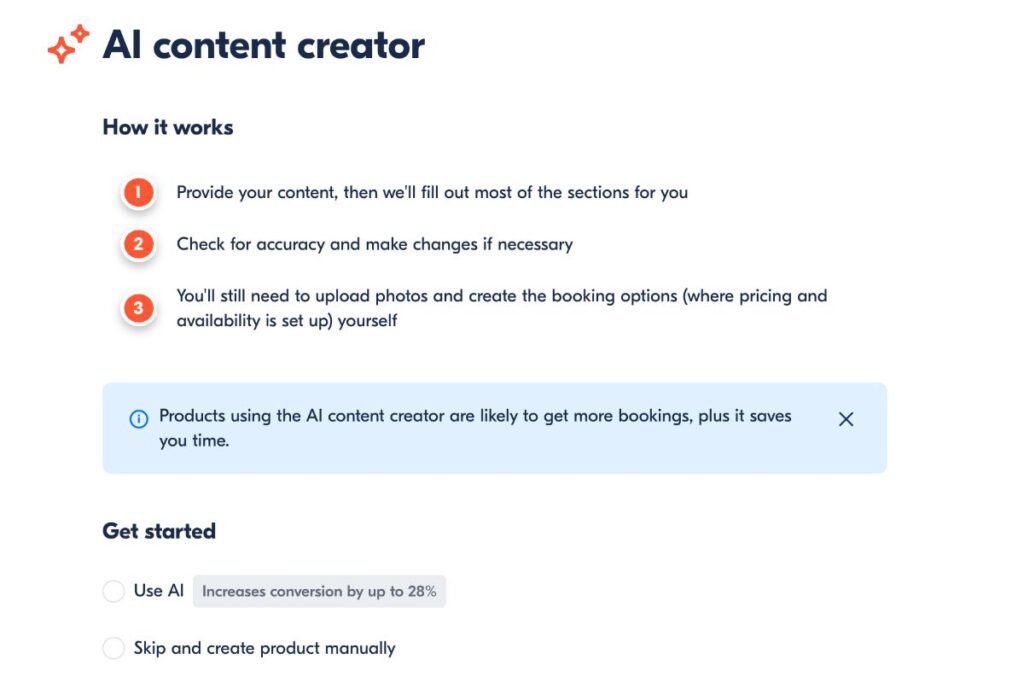 GetYourGuide’s AI content creator example