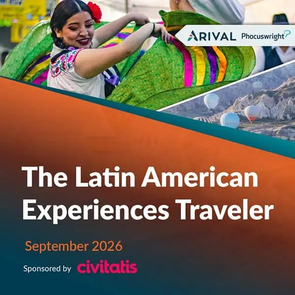 The Latin American Experiences Traveler, September 2026, sponsored by Civitatis — Arival and Phocuswright report cover.